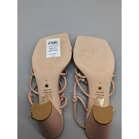 Stuart Weitzman Women's Pearl Knot Block-Heel Sandals Size 8 B (MSRP $495) - Picture 6 of 7